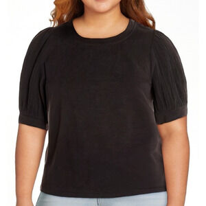 Time and Tru Womens Scoop Neck Cotton Pullover Top Black Soot Size XL (16-18)